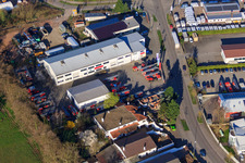 Aerial photograpy of Horst industrial estate, turntable ladder workshop Beitel and Stier GmbH in the district Minderslachen in Kandel in the state Rhineland-Palatinate, Germany