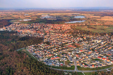 Aerial view of City view from the northwest in Jockgrim in the state Rhineland-Palatinate, Germany