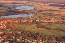 Aerial view of Ludwigstr in Jockgrim in the state Rhineland-Palatinate, Germany