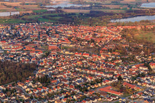 Aerial photograpy of City view from the west in Jockgrim in the state Rhineland-Palatinate, Germany