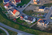 Aerial photograpy of Falkenweg x Forstlandallee in Jockgrim in the state Rhineland-Palatinate, Germany