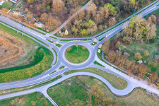 Roundabout at the end of Buchstr in Jockgrim in the state Rhineland-Palatinate, Germany