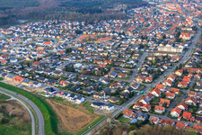 Aerial view of Buchstraße to Vogelring in Jockgrim in the state Rhineland-Palatinate, Germany