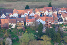 Aerial view of Ludwigstraße from the west in Jockgrim in the state Rhineland-Palatinate, Germany