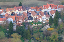 Aerial photograpy of Ludwigstraße from the west in Jockgrim in the state Rhineland-Palatinate, Germany