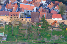 Ludwigstraße from the west in Jockgrim in the state Rhineland-Palatinate, Germany out of the air