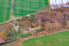 Oblique view of Gardens at the Rheinzaberner Randgraben in Rheinzabern in the state Rhineland-Palatinate, Germany