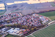 Aerial photograpy of In Niederhorst in Leimersheim in the state Rhineland-Palatinate, Germany