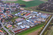 Aerial view of Nine Morgen commercial area in Rheinzabern in the state Rhineland-Palatinate, Germany