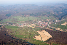 Lembach in the state Bas-Rhin, France from the drone perspective