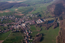 Oberbronn in the state Bas-Rhin, France viewn from the air