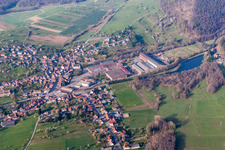 Aerial view of Building and production halls on the premises of De Dietrich Process Systems in Zinswiller in Grand Est, France