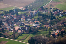 Bird's eye view of Soultz-sous-Forêts in the state Bas-Rhin, France
