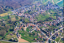 Village view on both sides of the border river Lauter in the French south and Scheibenhard in the German north Scheibenhardt in Scheibenhardt in the state Rhineland-Palatinate, Germany