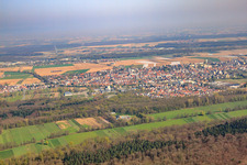 Aerial view of Bienwaldstadt from the south in Kandel in the state Rhineland-Palatinate, Germany
