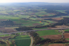 Bridge of the A71 over the Franconian Saale in Hollstadt in the state Bavaria, Germany