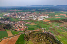Aerial view of District Herschfeld in Bad Neustadt an der Saale in the state Bavaria, Germany