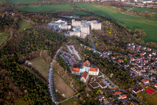 Aerial view of Hospital grounds of the Clinic Neurologische Klinik Bad Neustadt on Saale in Bad Neustadt an der Saale in the state Bavaria, Germany