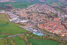 View of the town from the south in Bad Neustadt an der Saale in the state Bavaria, Germany