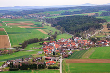 Village view from the west in the district Bahra in Mellrichstadt in the state Bavaria, Germany