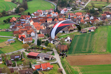 Aerial view of Village view from the west in the district Bahra in Mellrichstadt in the state Bavaria, Germany