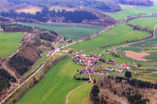 Village view from the northwest in the district Völkershausen in Heldburg in the state Thuringia, Germany