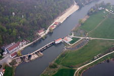 Lock systems on the banks of the Main waterway in the district Schönbrunn in Bad Staffelstein in the state Bavaria, Germany