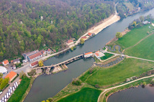 Locks - plants on the banks of the waterway of the Main in the district Hausen in Bad Staffelstein in the state Bavaria, Germany