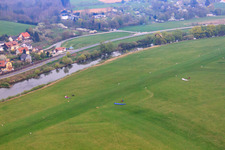 Aerial view of Airport Lichtenfels (EDQL) in the district Kösten in Lichtenfels in the state Bavaria, Germany