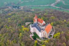 Aerial view of Castle complex of the Veste Heldburg in Heldburg in the state Thuringia, Germany