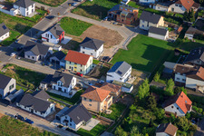 Drone recording of New Development Area East (Im Holderbusch) in Minfeld in the state Rhineland-Palatinate, Germany
