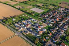 New Development Area East (Im Holderbusch) in Minfeld in the state Rhineland-Palatinate, Germany from the drone perspective