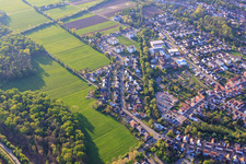 Drone recording of Albert-Detzel-Straße in Herxheim bei Landau in the state Rhineland-Palatinate, Germany