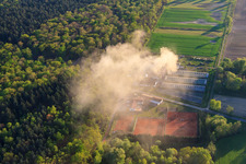 Waldhof-Frey GmbH and tennis court at Bienwald in Kapsweyer in the state Rhineland-Palatinate, Germany