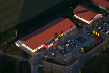 Shopping centers in the district Neulauterburg in Berg in the state Rhineland-Palatinate, Germany viewn from the air