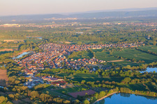 Aerial view of Village view from the Epple to the Rhine from the west in Neuburg am Rhein in the state Rhineland-Palatinate, Germany