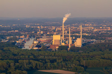 EnBW Energie Baden-Württemberg AG, Rhine port steam power plant Karlsruhe seen from the Palatinate in the district Daxlanden in Karlsruhe in the state Baden-Wuerttemberg, Germany