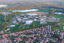 Maximilianstraße in front of the industrial area Entenseestraße Industriestraße from the west in Hagenbach in the state Rhineland-Palatinate, Germany