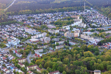 Aerial view of Dorschberg district with IGS Wörth: Carl Benz Comprehensive School, Dorschberg Primary School, Europa Gymnasium Wörth and Town Hall City Wörth am Rhein in Wörth am Rhein in the state Rhineland-Palatinate, Germany