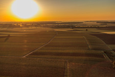 Sunrise over the village in Steinweiler in the state Rhineland-Palatinate, Germany