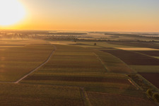 Aerial view of Sunrise over the village in Steinweiler in the state Rhineland-Palatinate, Germany