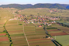 City view in the morning from the east in Edesheim in the state Rhineland-Palatinate, Germany
