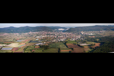 Aerial view of Morning Panorama from the local area and environment in Neustadt an der Weinstrasse in the state Rhineland-Palatinate