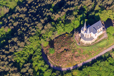 Aerial photograpy of St. Anne's Chapel on the slope of the Palatinate Forest in Burrweiler in the state Rhineland-Palatinate, Germany