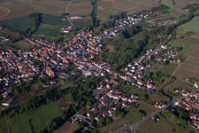 Drone recording of District Ingenheim in Billigheim-Ingenheim in the state Rhineland-Palatinate, Germany
