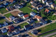 Bird's eye view of New development area in Holderbusch from the north in Minfeld in the state Rhineland-Palatinate, Germany