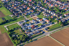 New development area in Holderbusch from the north in Minfeld in the state Rhineland-Palatinate, Germany viewn from the air