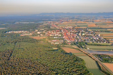 Aerial photograpy of City view in the morning from the east in Kandel in the state Rhineland-Palatinate, Germany