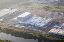 Oblique view of Oberwald Industrial Estate, PEG in Wörth am Rhein in the state Rhineland-Palatinate, Germany