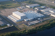 Oberwald industrial area in Wörth am Rhein in the state Rhineland-Palatinate, Germany from above
